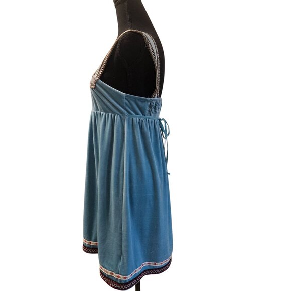 Free People Scandinavian Dress S Icy Shade Blue Embroidered Cottage Fairy - Picture 14 of 16